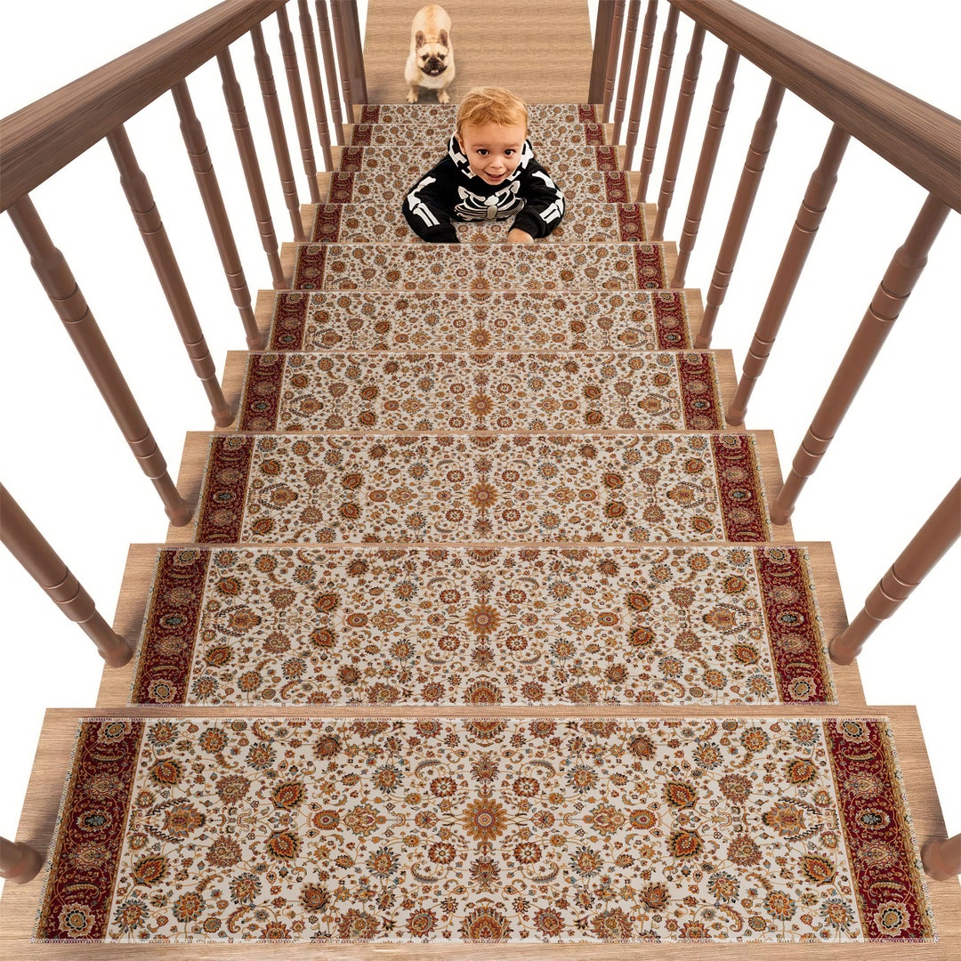 Oriental Floral Stair Treads Rug Ethnic Nonslip Carpet Etsy