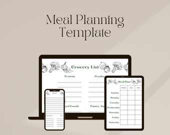 Meal Planner Printable | Weekly Meal Planner | Digital Meal Planner | Meal Prep | Grocery List
