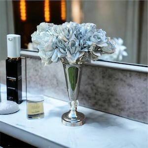 silver artificial silk roses for centerpieces,  wedding arrangement. silver roses bunch for any occasion