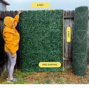 Greenery rolls for patio decor, privacy fence grass wall for backyard, artificial green panels roll for walls.