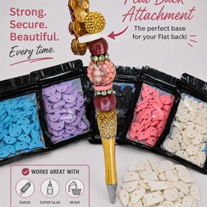 3D Printed Beaded Pen Flat Back Attachments, DIY Pen Making Supplies, Flat Back Holder, Mix & Match Colors