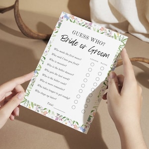 Bridal Shower Games Guess Who Bride or Groom Wedding Games Customizable Bridal Shower Game Bridal Shower Games Template Guess who