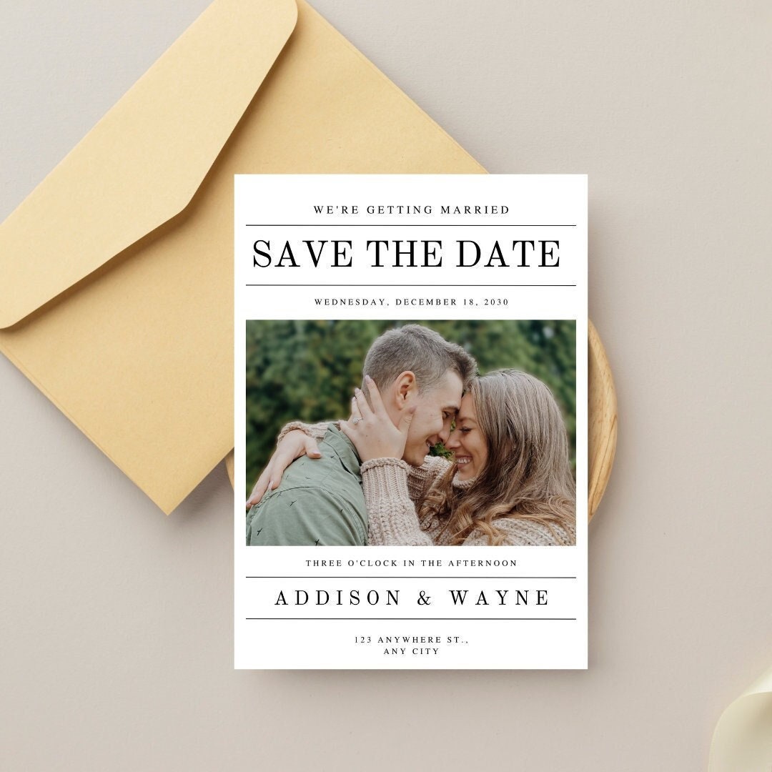 Save the Date Template With Photo Customizable Save the Date Editable ...