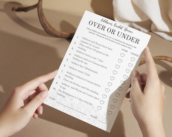 Bridal Shower Game Over or Under Bridal Shower Game Fun Games for Bridal Shower Bachelorette Party Printable Games Over or Under Bridal