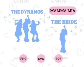 Mamma Mia Bride SVG Panna młoda i Dynamos Mamma Mia tematyczne wieczory panieńskie cyfrowe do pobrania