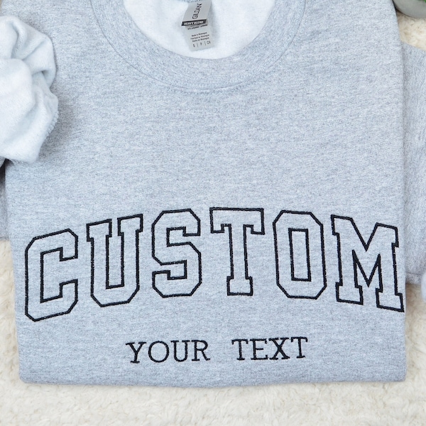 Custom Embroidered Varsity Crewneck | College Letters Sweatshirt | Custom Text Letters Sweatshirts | Retro Sweatshirt
