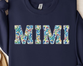 Embroidered Floral MAMA Sweatshirt, Personalized NANA Crewneck, Gift for Christmas, Customized Mother Gift, AUNTIE Sweater, Gigi Crewneck
