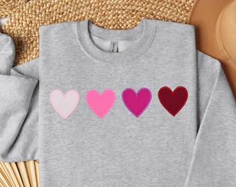 Embroidered Valentine Heart Sweatshirt | Valentine's Day Sweatshirt | Embroidered Hearts Crewneck | Valentines Pullover | Love Sweater