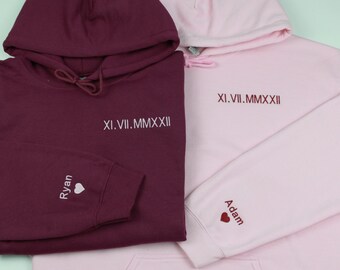 Roman Numeral Hoodie | Embroidered Couples Hoodie | Hoodie