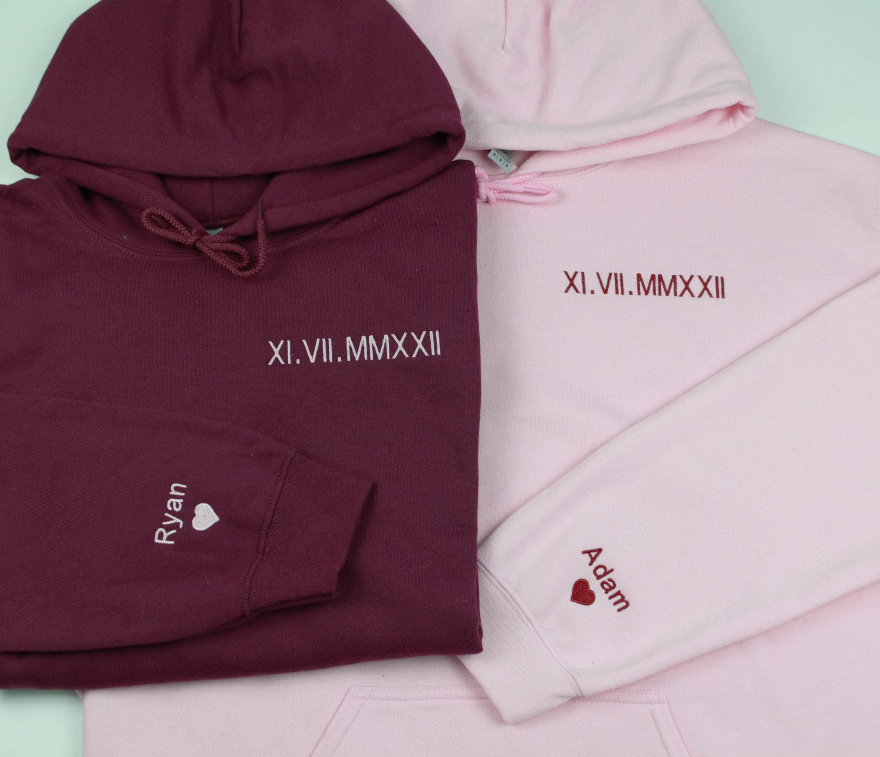 Roman Numeral Hoodie | Embroidered Couples Hoodie | Hoodie With