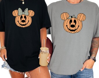 Comfort Colors® Retro Mickey Minnie Halloween Couple Shirts, Mickey Ghost Shirt, Minnie Ghost Shirt, Spooky Season Shirt, Disney Halloween