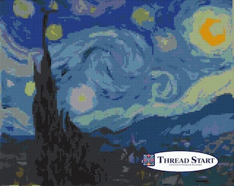 The Starry Night by Vincent Van Gogh - Full Coverage Cross Stitch Pattern