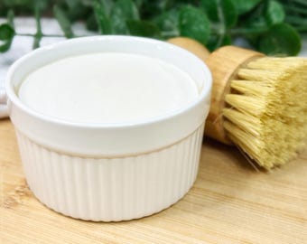 Handmade Solid Dish Soap – Natural Oils, Loofah, Glass Container (Zero Waste)