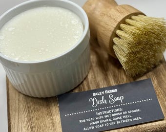 Handmade Solid Dish Soap – Natural Oils, Loofah, Glass Container (Zero Waste)