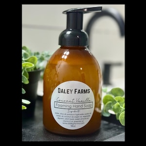Coconut Vanilla Natural Foaming Hand Soap - Handmade with Essential Oils  - Moisturizing & Gentle - Refillable Eco-Friendly Soap