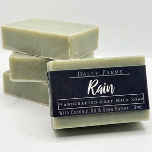 Rain Goat Milk Soap - All Natural Ingredients Soap Bar - Farm Fresh Handcrafted Soap