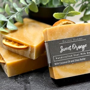 Sweet Orange Goat Milk Soap Bar – Handmade Natural Soap with Fresh Goat Milk  - Gentle Skincare - 4.5oz Bar