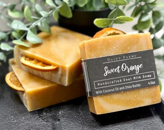 Sweet Orange Goat Milk Soap Bar: Handmade Natural Skincare (4.5oz Bar