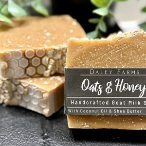 Oats and Honey Goat Milk Soap Bar – Handmade Natural Soap with Fresh Goat Milk  - Gentle Skincare - 4.5oz Bar