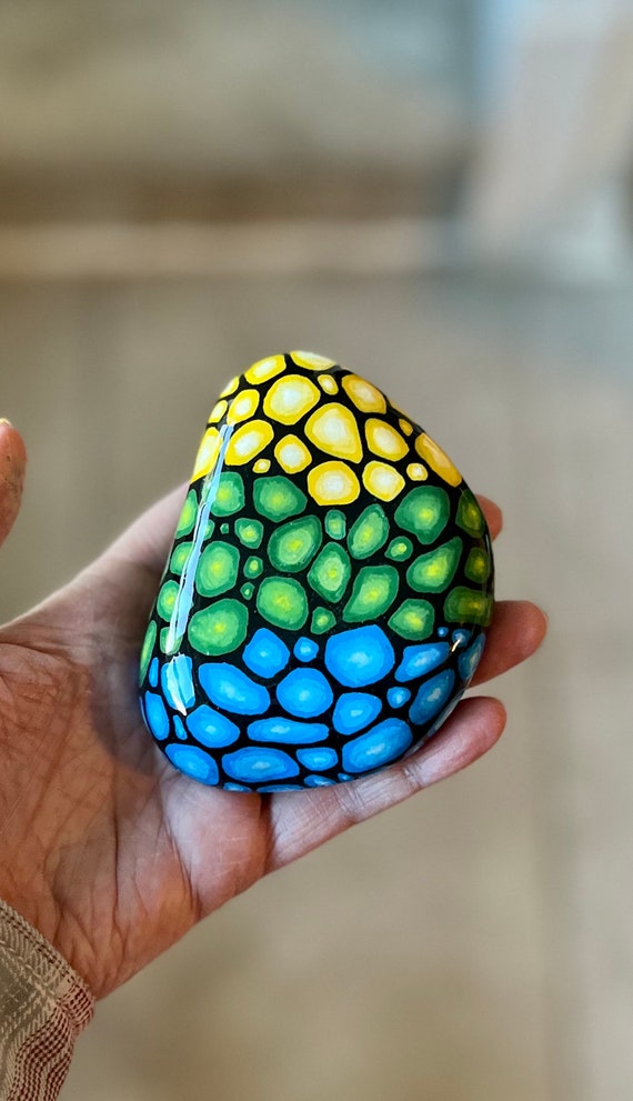 Art Rock Yellow, Blue, and Green Pools of Color