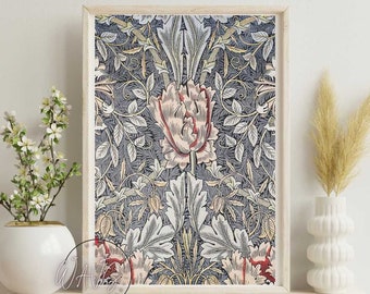 William Morris Print, William Morris Exhibition poster, Art Nouveau, Morris Flower Pattern, Wall Art, Home Decor,  Wall Art Poster Print
