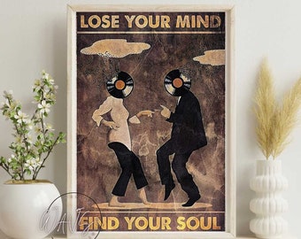 Vintage Poster, Lose Your Mind Find Your Soul Vintage Print, Home Decor, Pulp Fiction Poster, Retro Poster, Wall Art Poster, Movie Print