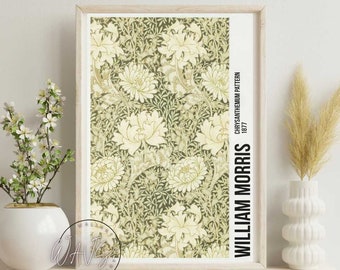 William Morris Print, William Morris Exhibition poster, Art Nouveau, Morris Flower Pattern, Wall Art, Home Decor,  Wall Art Poster Print