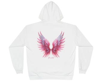 Pink Angel Wings Beautiful EcoSmart® Hoodie Sweatshirt, Unisex Pullover, Cute Sweater, Cozy Jumper, Angelic Sweatshirt, Gift for Her