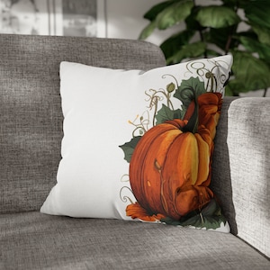 Halloween Delight: Spun Polyester Square Pillow Case with Pumpkins Print, Halloween Pillow Case, Pumpkin Pillow