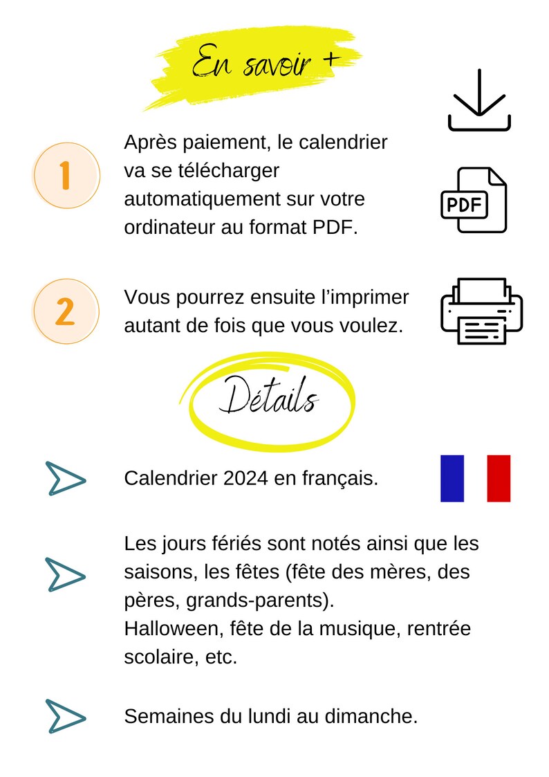 2024 Calendar to Print, A4 PDF, Monday to Sunday, Public Holidays