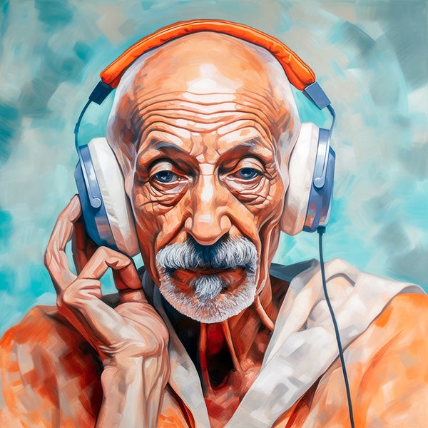 Mahatma Ghandi portant un casque (11) - Impression artistique