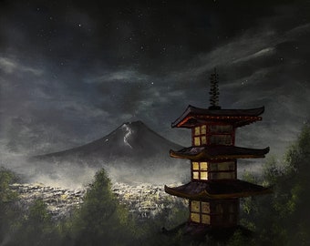 Fujisan Mk.II - 20 x 16 peinture à l'huile