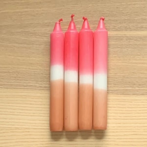 Set of 4 Dip Dye Candles, colorful, individual, handmade