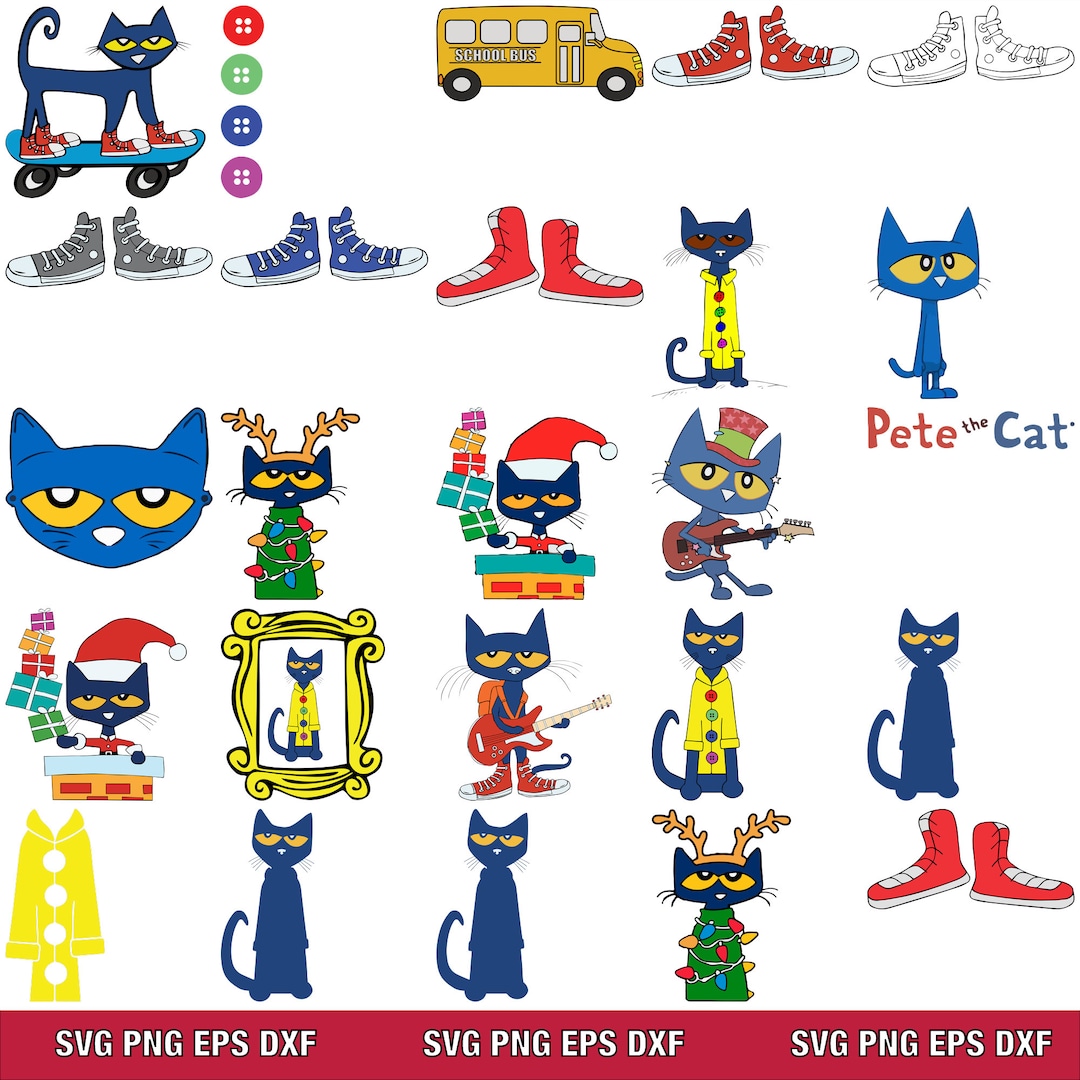 Pete the Cat SVG Bundle LAYERED Cricut Filesinstant Download - Etsy