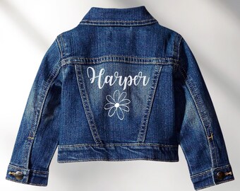 Kids Denim Jacket, Baby Custom Jacket, Flower Girl Jacket, Mini Denim Jacket, Gift for Girls, Toddler Trucker Coat, Personalized Jean Jacket