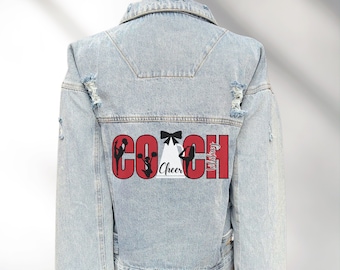 Cheer Coach Denim Jacket, Cheerleader Coach, Coach Jean Jacket, Custom Coach Jacket, Drill Coach Jean Jacket, Personalized Denim, Cheer Team