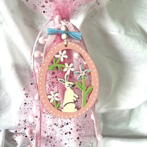 Wooden Bunny Pink Lambatha Orthodox Easter Candle 40cm LARGE image 2