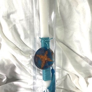 Blue/ Copper Resin Cross Square Lambatha Orthodox Easter Candle 40cm LARGE image 4