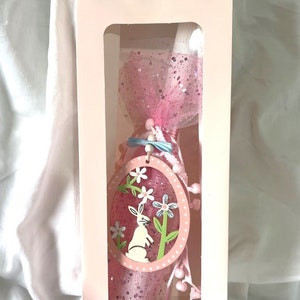 Wooden Bunny Pink Lambatha Orthodox Easter Candle 40cm LARGE image 4