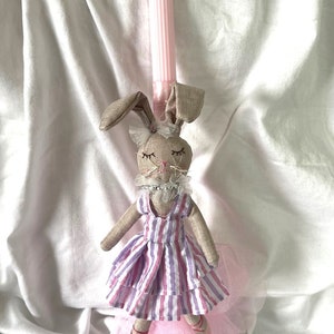 Stuffed Bunny Pink/Purple Lambatha Orthodox Easter Candle 40cm LARGE image 1