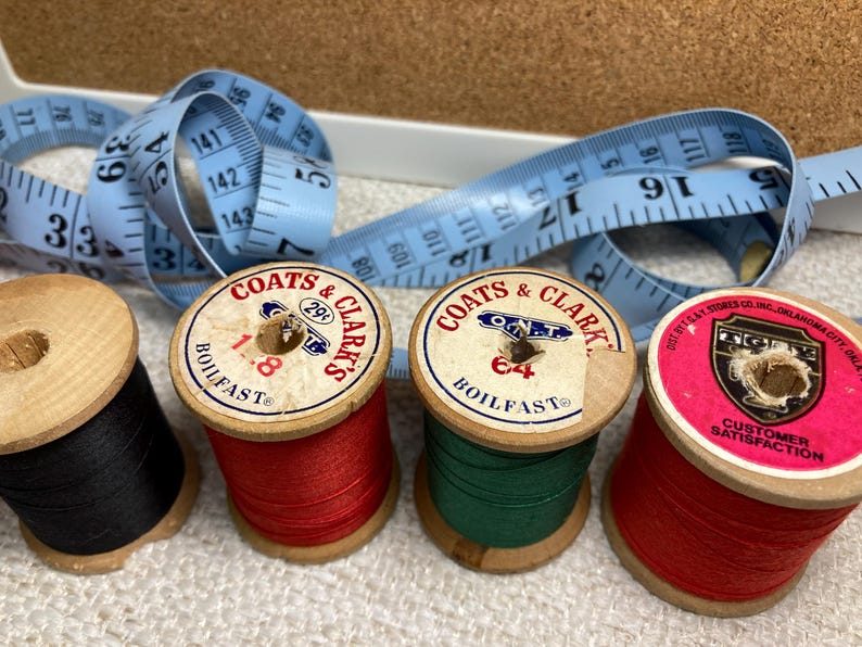 Vintage Wood Spools of Thread Etsy