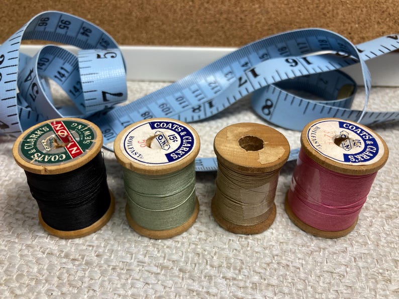 Vintage Wood Spools of Thread - Etsy