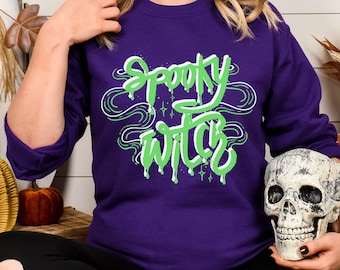 Spooky Witch Sweatshirt, Halloween Witch Sweatshirt, Seasonal Sweatshirt, Halloween Sweater, Spooky Crewneck Sweatshirt, Witch-Halloween