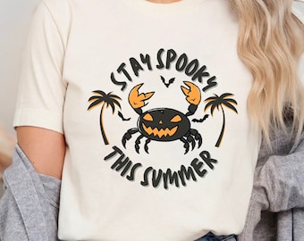 Zomershirt Jack Olantern, T-shirt Zomer, Spooky Zomer T-shirt, Zomer Halloween-shirt, Jack Lantern-cadeau, Halloween het hele jaar door,