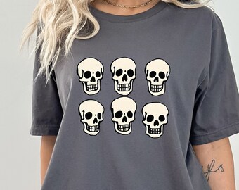 Funny Skeletons Halloween Shirt, Skeleton Skull Tshirt, Spooky Season Skeleton Shirt, Skeleton Shirt for Her, Trendy Skeleton Skull Designs