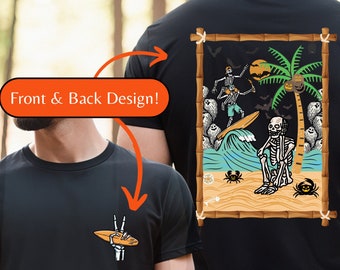 Summerween Skeletons Halloweener Shirt,Beach Skeleton,Year-round Halloween,Surfing Skeleton,Summer Halloween Shirt,Skelly Shirt, Summer-ween