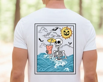 Summerween Skeletons Halloweener Shirt, Beach Skeleton, Year-round Halloween, Spooky Summer, Summer Halloween Shirt,Skelly Shirt,Summer-ween