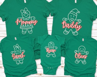Personalized Family Match Christmas Shirt, Customized Gingerbread Family Match Christmas, Family Match Shirts Gingerbread People,Custom Name