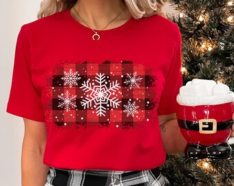 Buffalo Checkered Snowflake shirt, Christmas Snowflake Shirt, Snowflake Shirts, Winter Snowflake Shirt, Buffalo Plaid Tshirt, Buffalocheck