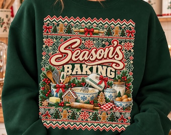 Sudadera navideña para hornear, regalo navideño para panaderos, sudadera de pan de jengibre, repostería navideña, suéter navideño feo